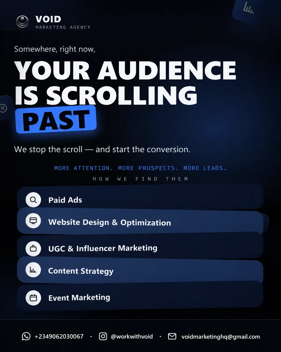 VOID launch poster: “Your audience is scrolling past”